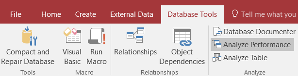 MS Access - Analyze Performance