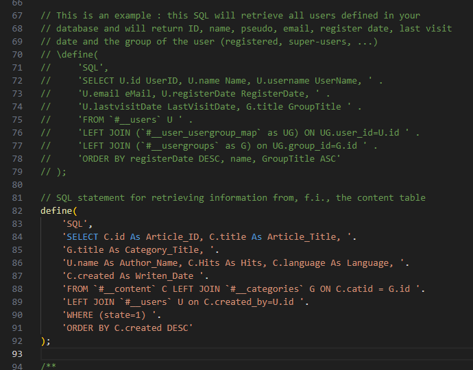 Comment the users query