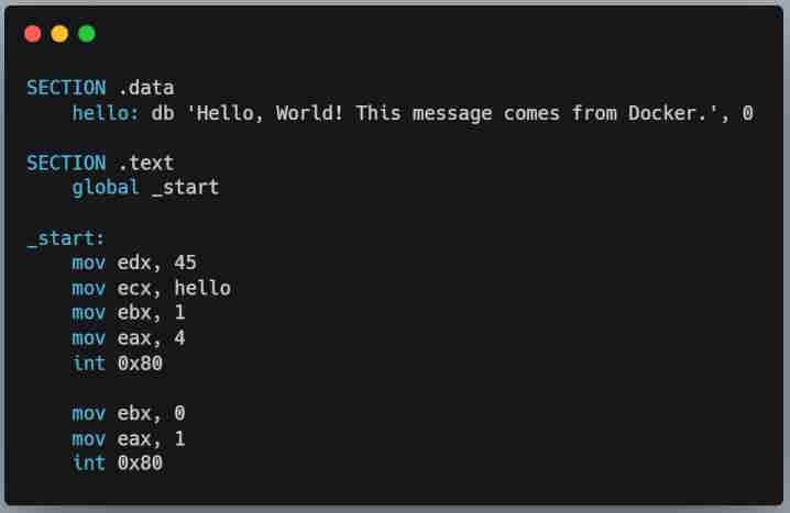 Play with Docker and Assembly programming language