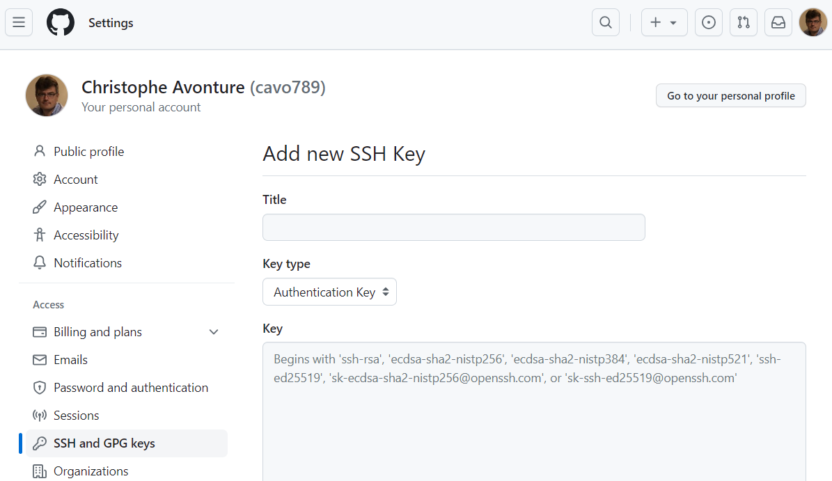 Github - Add SSH key